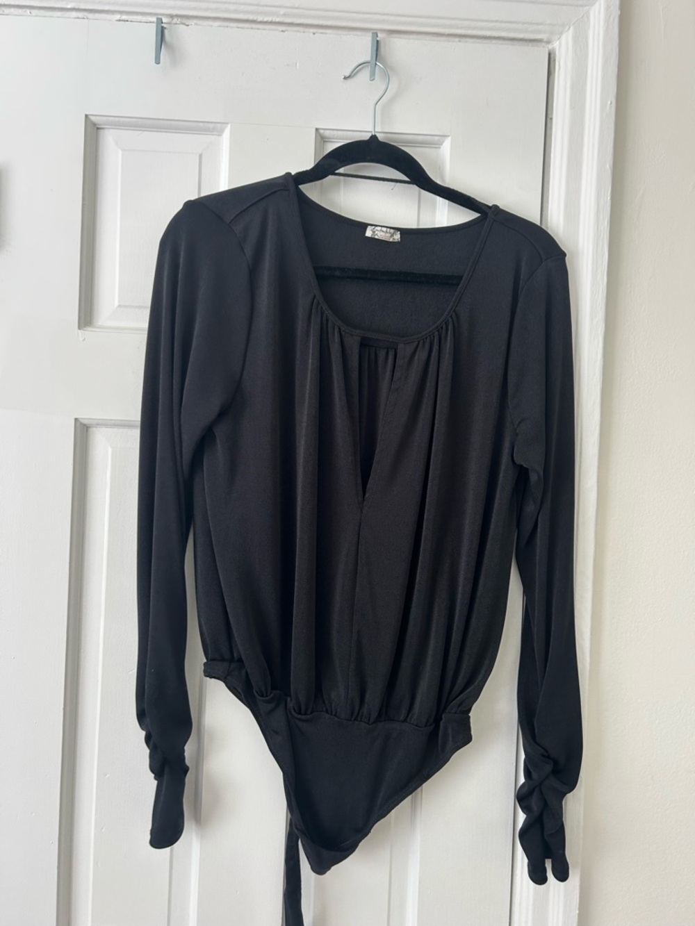 Free People Black Long Sleeve Bodysuit